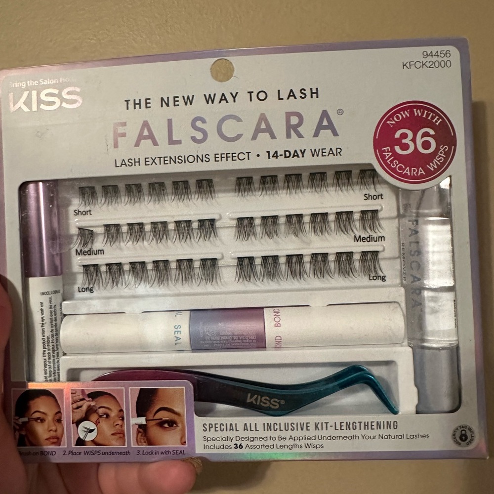 Kiss Falscara Lash Extensions Kit - White, Purple, Teal